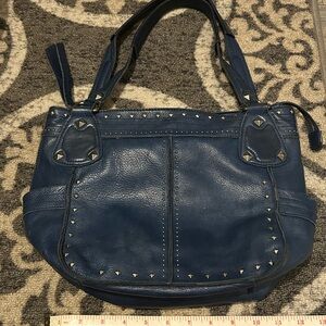 B. Makowsky Navy Studded Hobo Bag